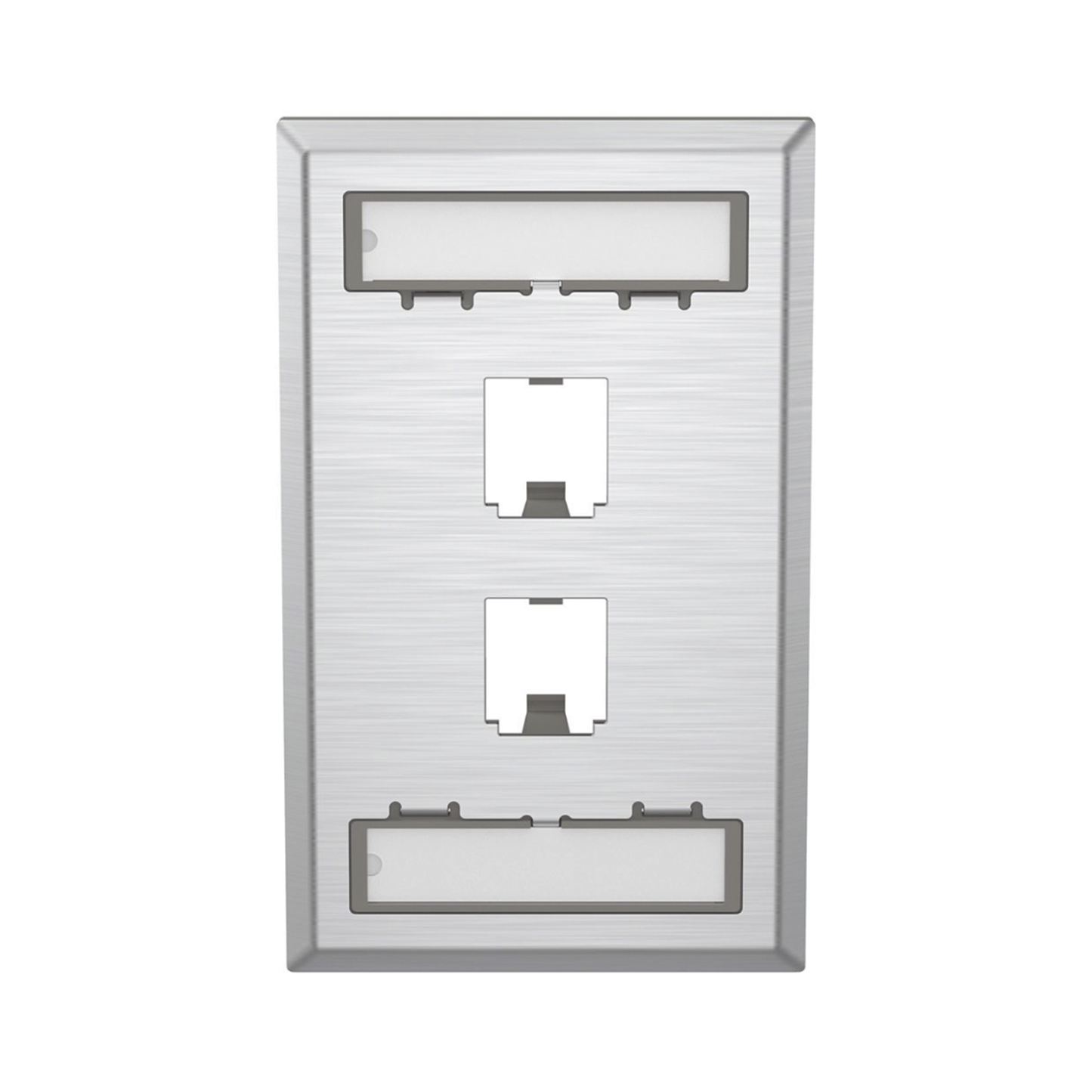 CFPL2SY - Placa de Pared Vertical, de Acero Inoxidable, Salida Para 2 Puertos Mini-Com, Con Espacios Para Etiquetas