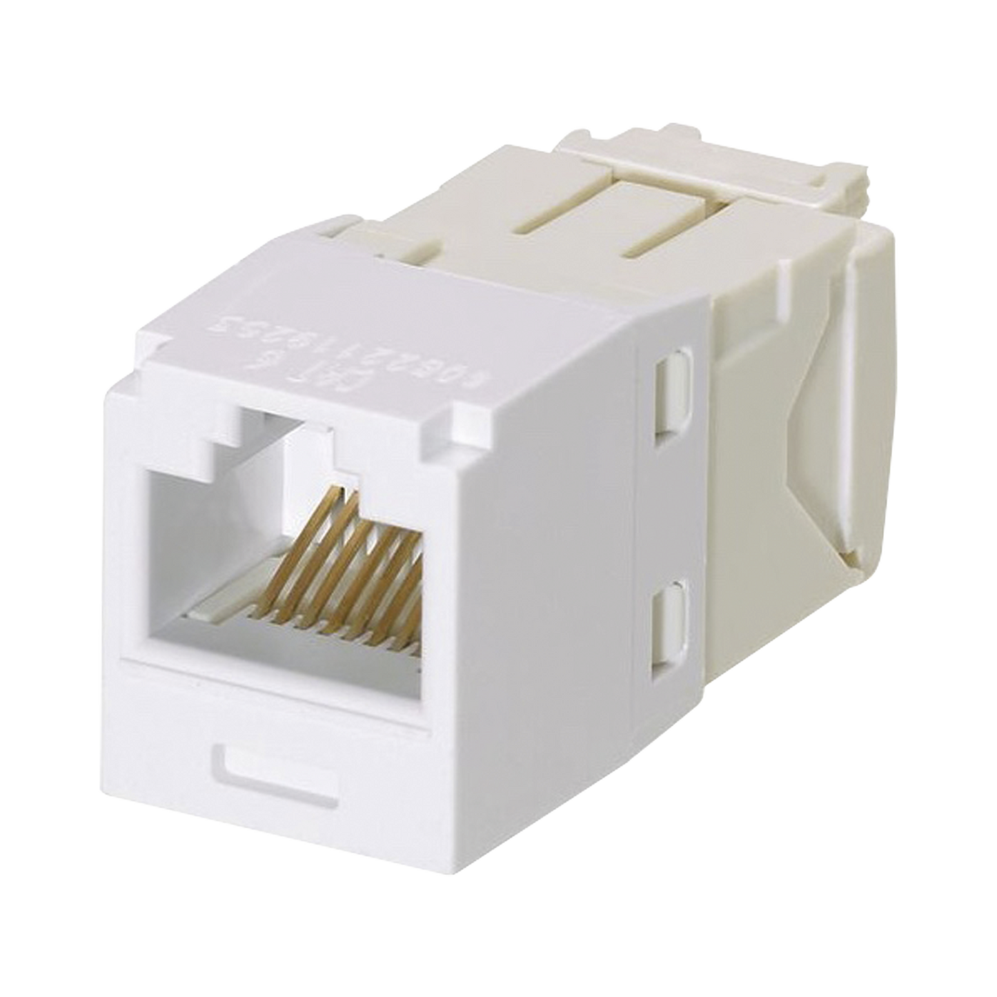CJ688TGWH Conector Jack RJ45 Estilo TG, Mini-Com, Categoría 6, de 8 posiciones y 8 cables, Color Blanco
