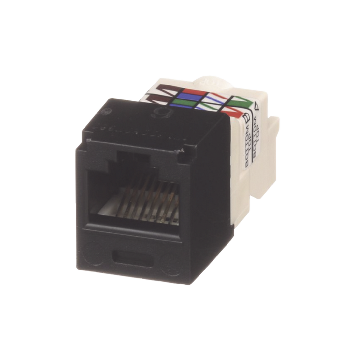 CJ688TPBL Conector Jack RJ45 Estilo TP, Mini-Com, Categoría 6, de 8 posiciones y 8 cables, Color Negro
