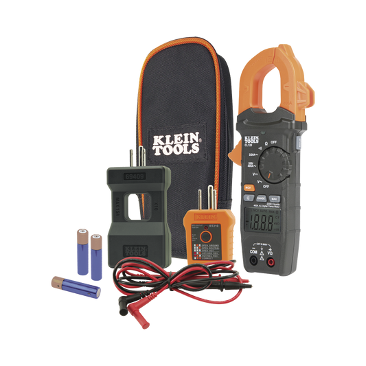 CL-120-KIT Kit de Amperímetro de Gancho (400A CA) con Probador de Fase y Divisor (para medir corriente sin cortar el cable).