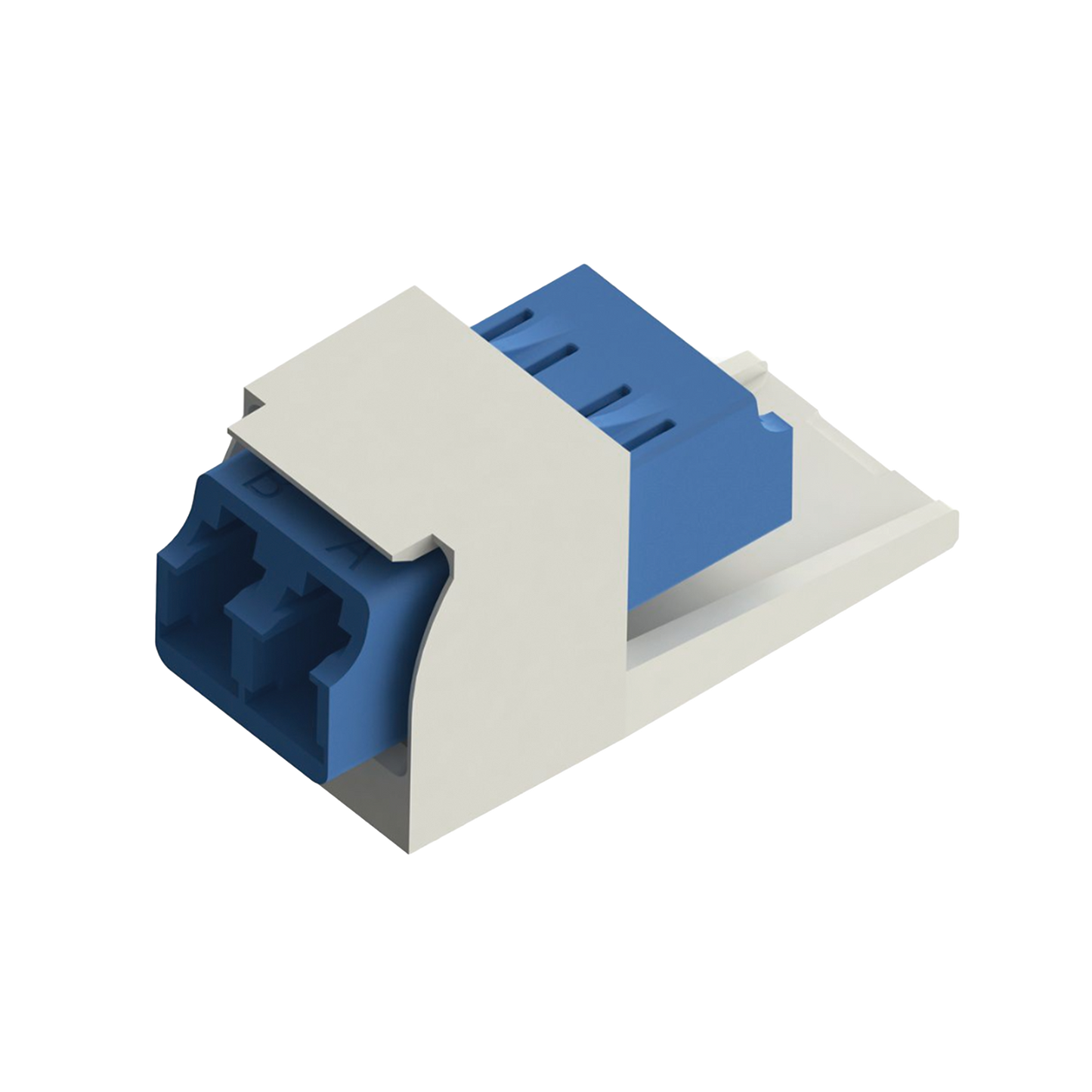 CMDSLCZIW Módulo Acoplador LC Duplex, para Fibra Óptica Monomodo OS1/OS2, Tipo Mini-Com, Color Blanco Mate