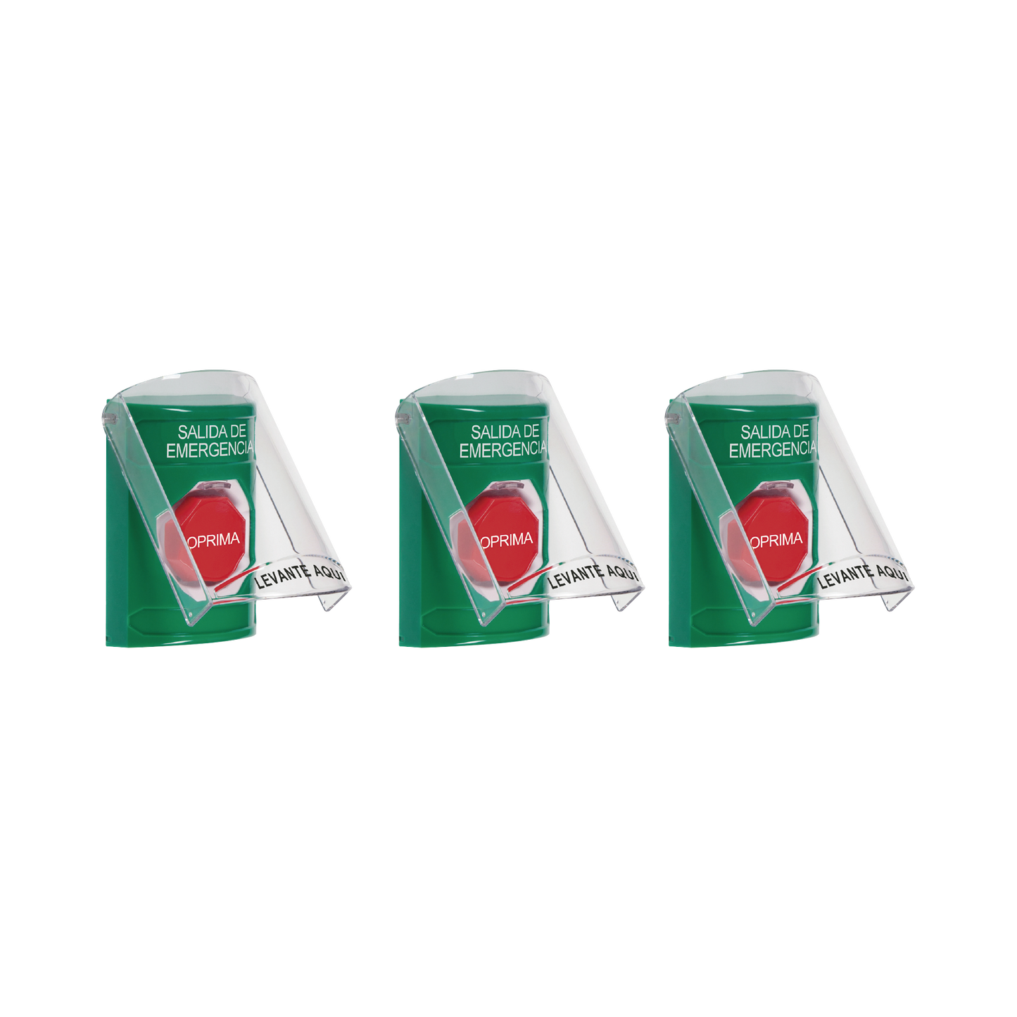 CP-SS13-ES - Paquete de 3 Botones con 3 Diferentes Métodos de Activación y 3 Mensajes Diferentes, Color Verde