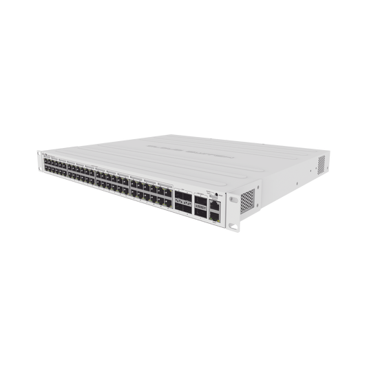 CRS354-48P-4S+2Q+RM Cloud Router Switch 48 puertos PoE 802.3af/at Gigabit, 4 puertos SFP+ 10G, 2 puertos QSFP+ 40G, Montaje en Rack