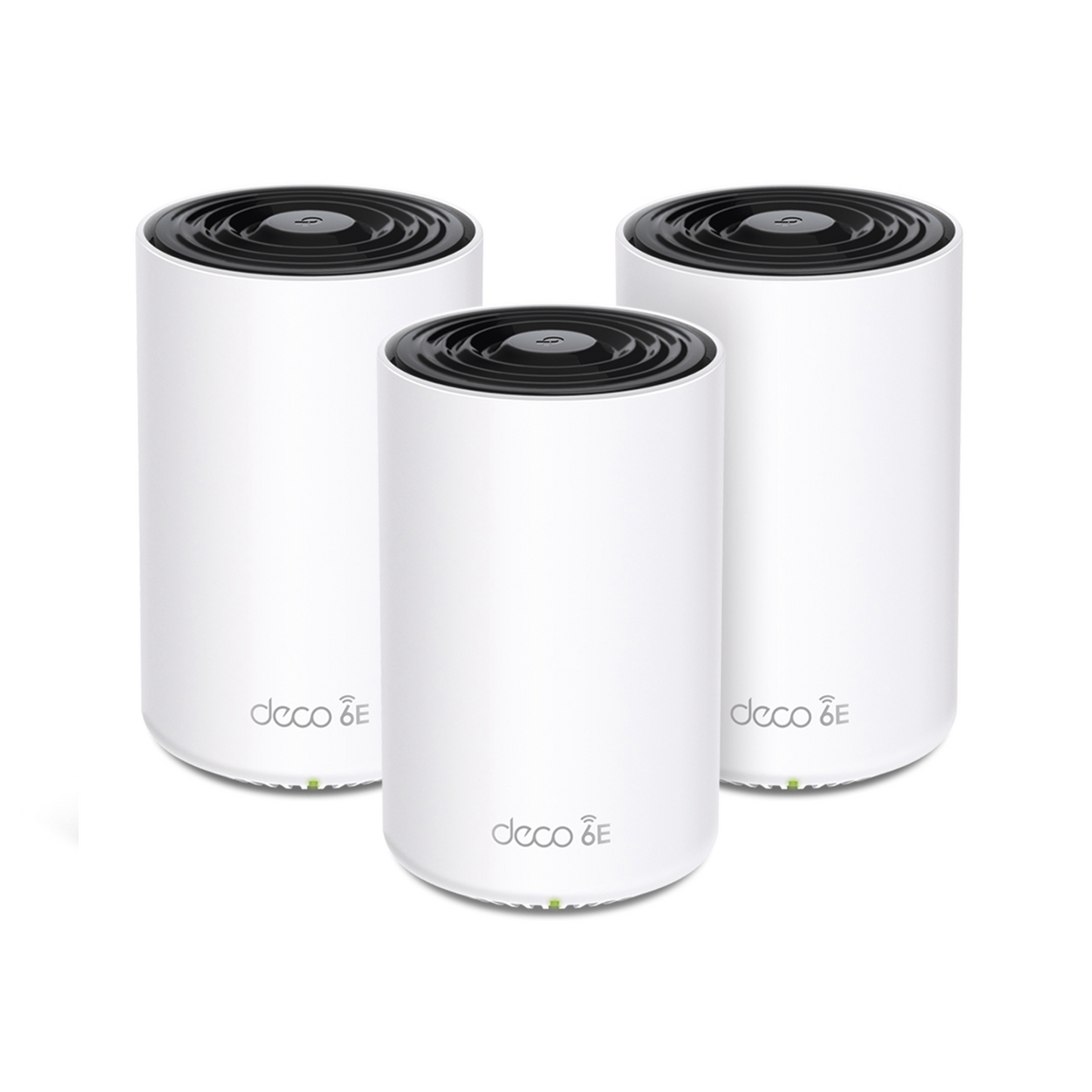 DECOXE75-3PACK - Kit 3 Routers Inalámbricos MESH Interior para Hogar / Doble Banda Wi-Fi 6E AX5400 Mbps / 3 Puerto Gigabit WAN/LAN / 4 Antenas Internas / Administración Mediante la App Deco (iOS, Android) / Protección HomeShield
