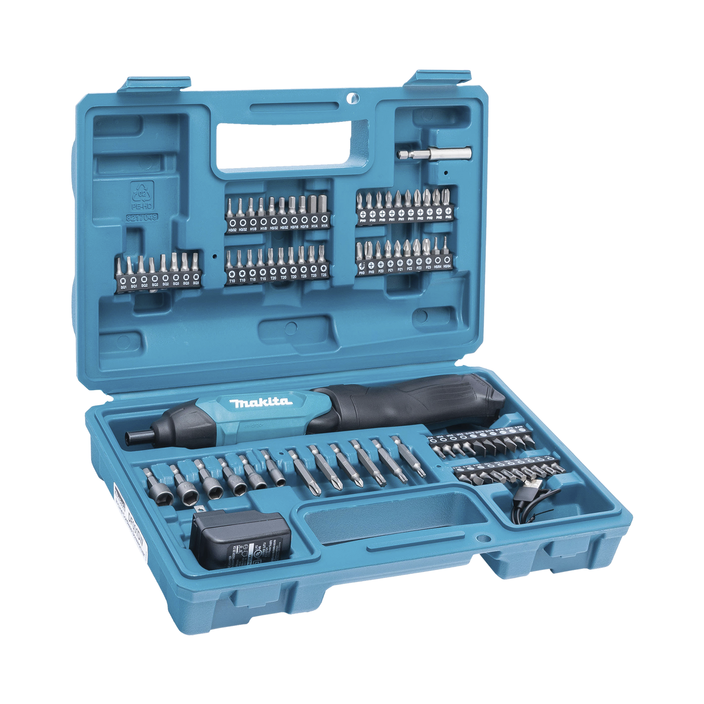 DF-001-DW Atornillador Reversible (Broquero 1/4) de 220 RPM con Cargador USB (Incluye 81 Puntas).