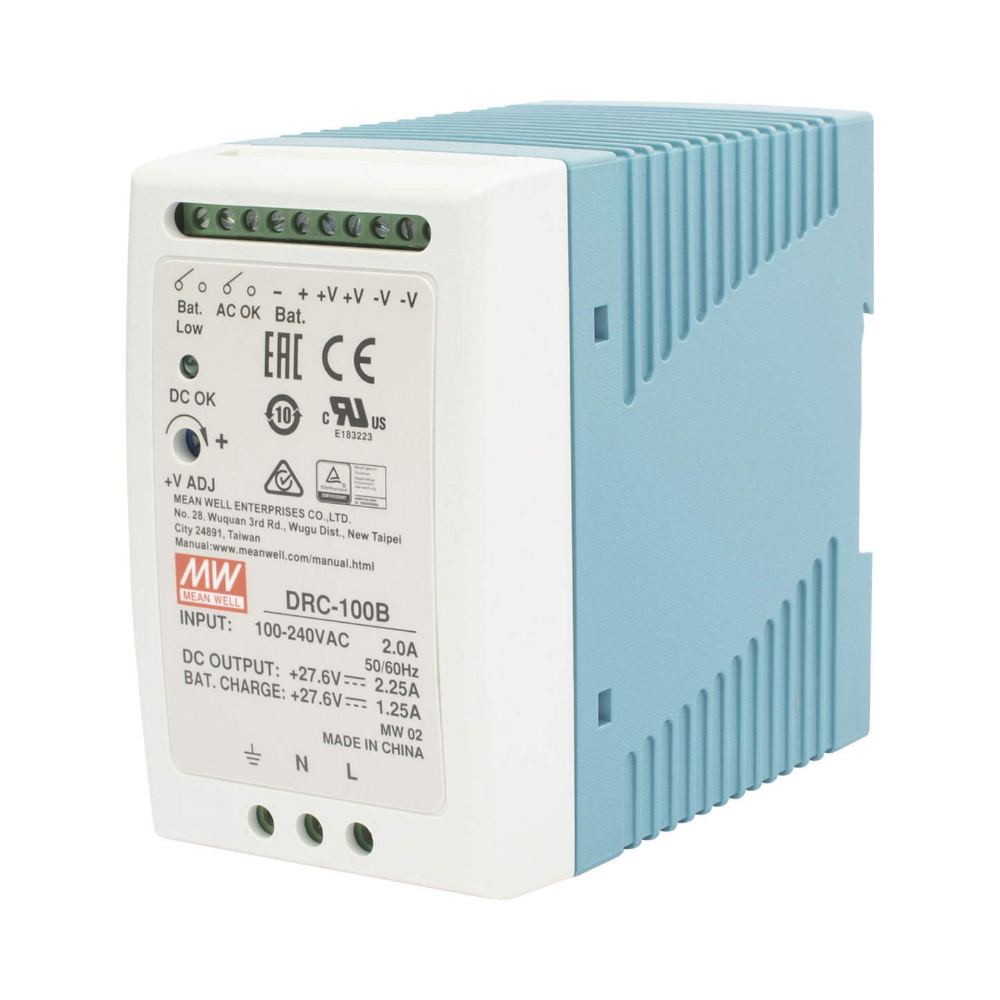 DRC-100-B Fuente de poder Riel Din 24V, 100W con Cargador de Bateria
