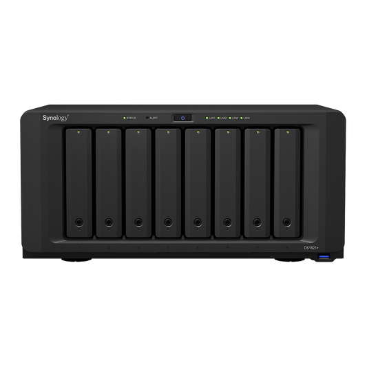 DS1821PLUS Servidor NAS de 8 Bahías (Expandible a 18 Bahías) / Hasta 324 TB / 4 GB RAM / Servicio Nube Gratis (P2P) / Administración Remota y Respaldo Programado