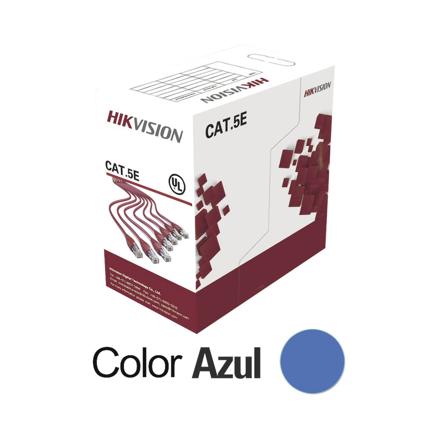 DS-1LN5E-SB Bobina de Cable UTP 305 Metros / Cat5E (24 AWG) / Color Azul / PVC (CM) / Uso en Interior / 100% Cobre / Aplicaciones de CCTV y Redes de Datos