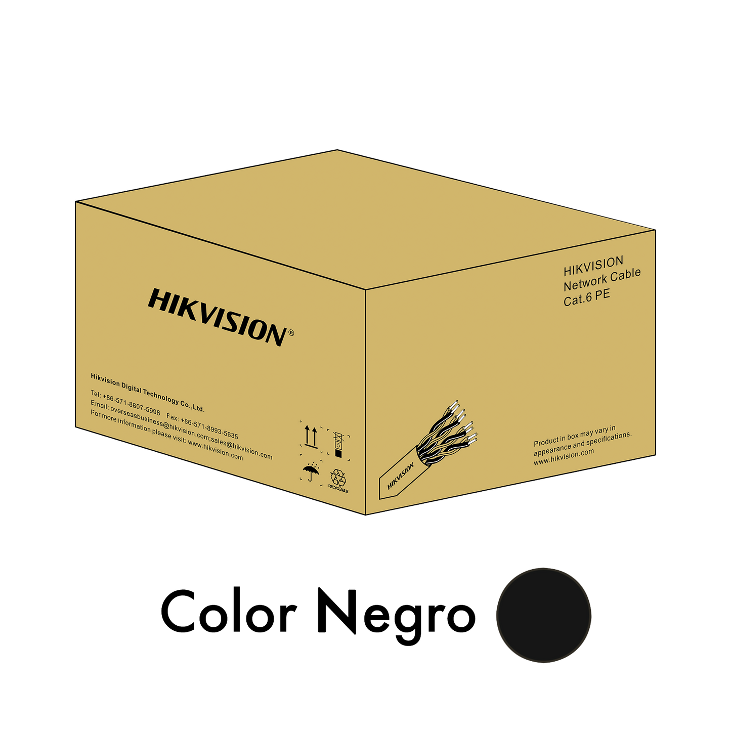 Bobina de Cable UTP 305 Mts / Cat 6 (23 AWG) / Color Negro / FTP / PE (Polietileno) / Uso en Exterior / 100% Cobre / Aplicaciones de CCTV y Redes de Datos /  RoHS 2.0