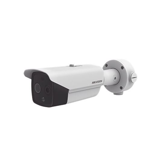 DS-2TD2617-6/QA Bala IP Dual / Térmica 6.2 mm (160 x 120) / Óptico 8 mm (4 Megapixel) / DETECCIÓN DE PERSONAS 182 m /40 mts IR / Exterior IP67 / PoE / Termométrica / Detección de Temperatura / Sirena y Luz Inte / Micro SD 32 GB Incluida