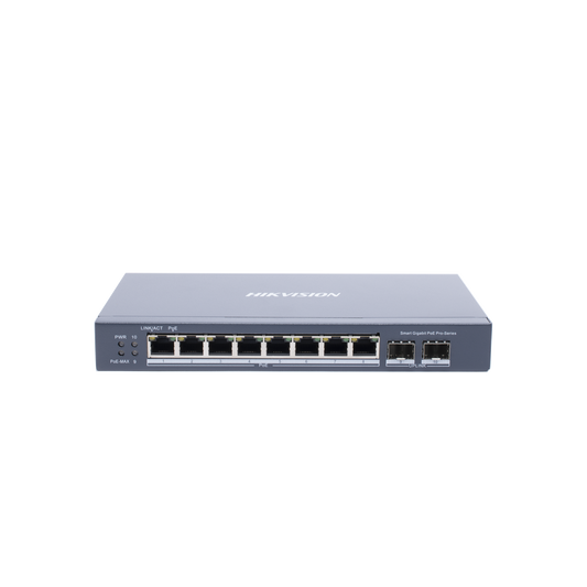 DS-3E1510P-SI Switch Gigabit PoE+ / Administrable / 8 Puertos Gigabit PoE+ / 2 Puertos SFP / Configuración Remota desde Hik-PartnerPro / PoE Hasta 300 Metros / 110 W