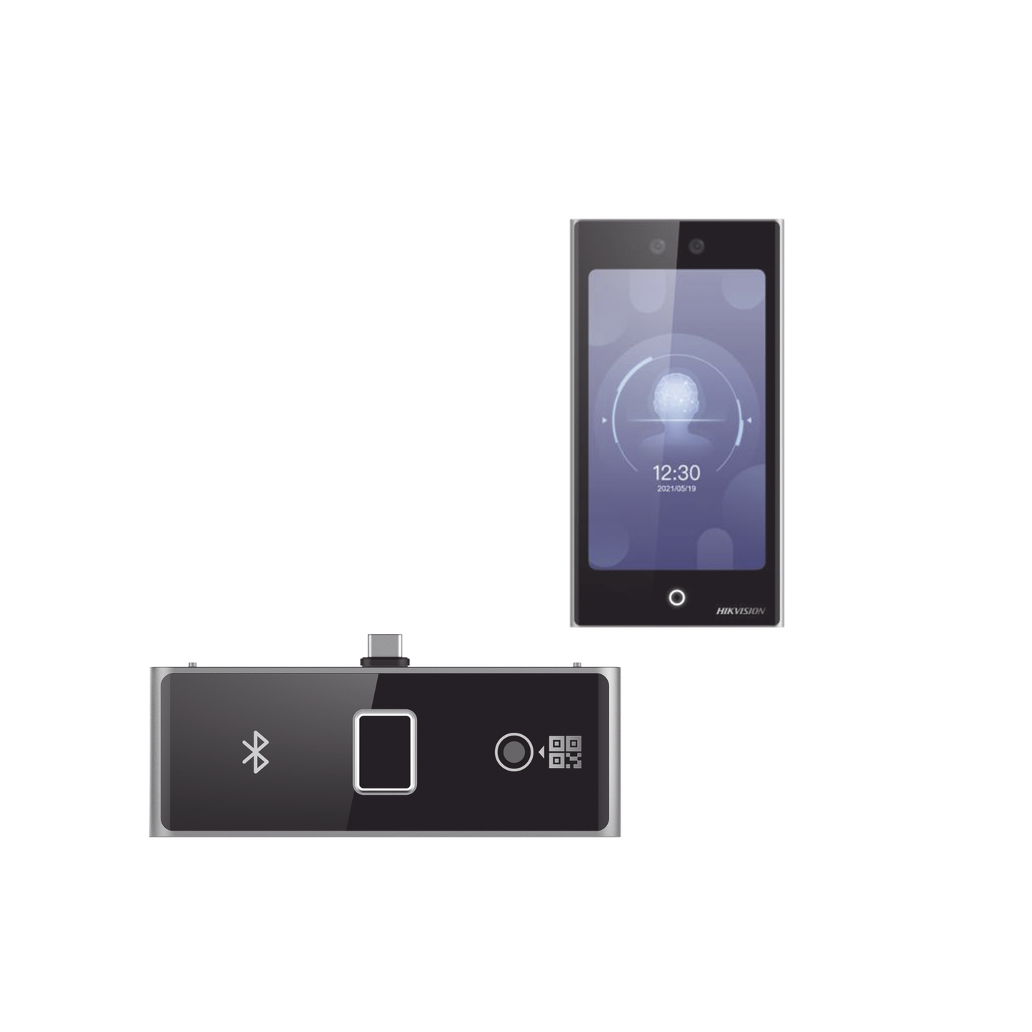 DS-K1T673DWX/K Terminal Facial Min Moe WiFi con pantalla de 7 y Lector de Huellas, Códigos QR y Bluetooth / Exterior IP65 / 10,000 rostros y 50,000 tarjetas / Soporta módulo lector de Huella, QR y Bluetooth