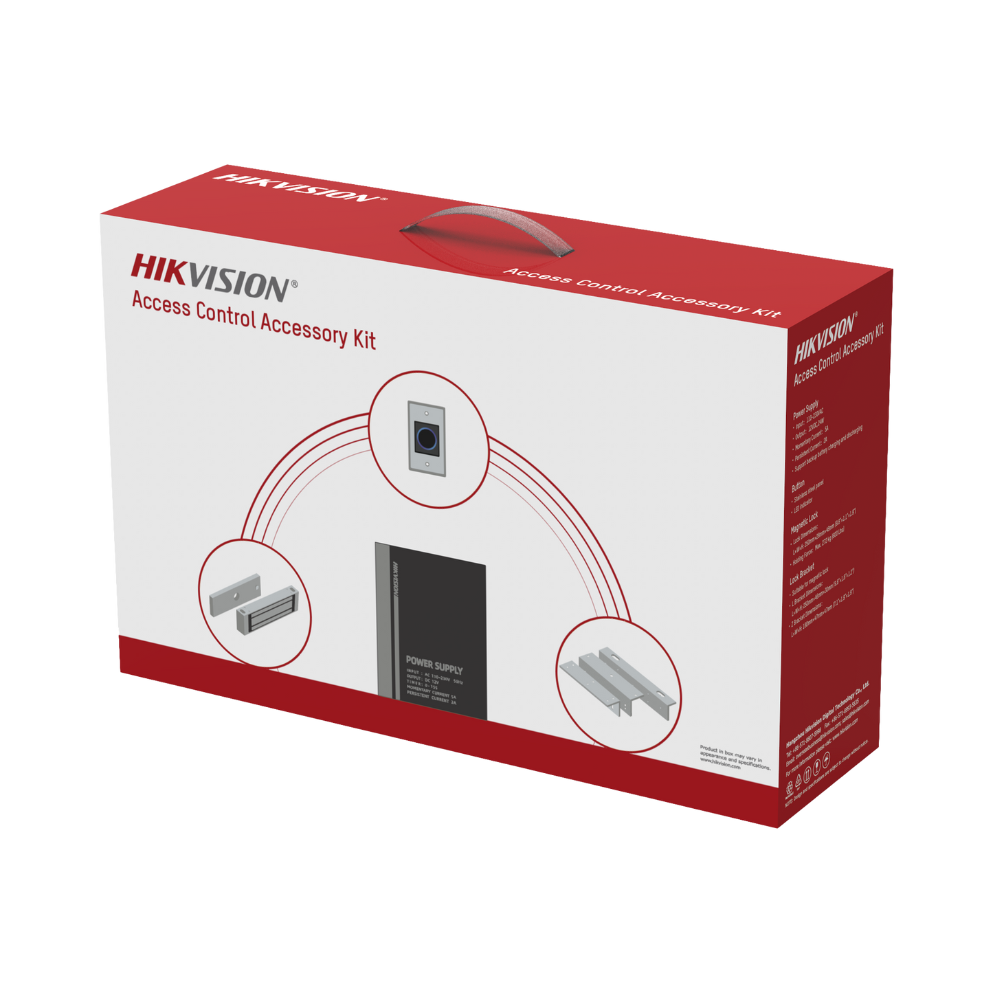 DS-KAS-7M01 - Kit de Accesorios para Ctrl de Acceso / Fuente 12 Vcd 2 A, Botón de Salida y Chapa Magnética 600 Lbs / Para instalación de control de acceso autónomo (Facial Min Moe, Teclados, Lectores de Huella etc)