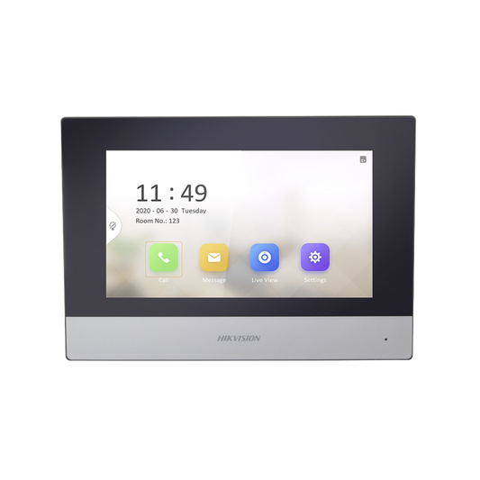 DS-KH6320-WTE1 Monitor IP WiFi Touch Screen 7 para Videoportero IP  / Vídeo en Vivo / PoE Estándar / Apertura Remota / Llamada Entre Monitores / Audio de dos vías / Policarbonato