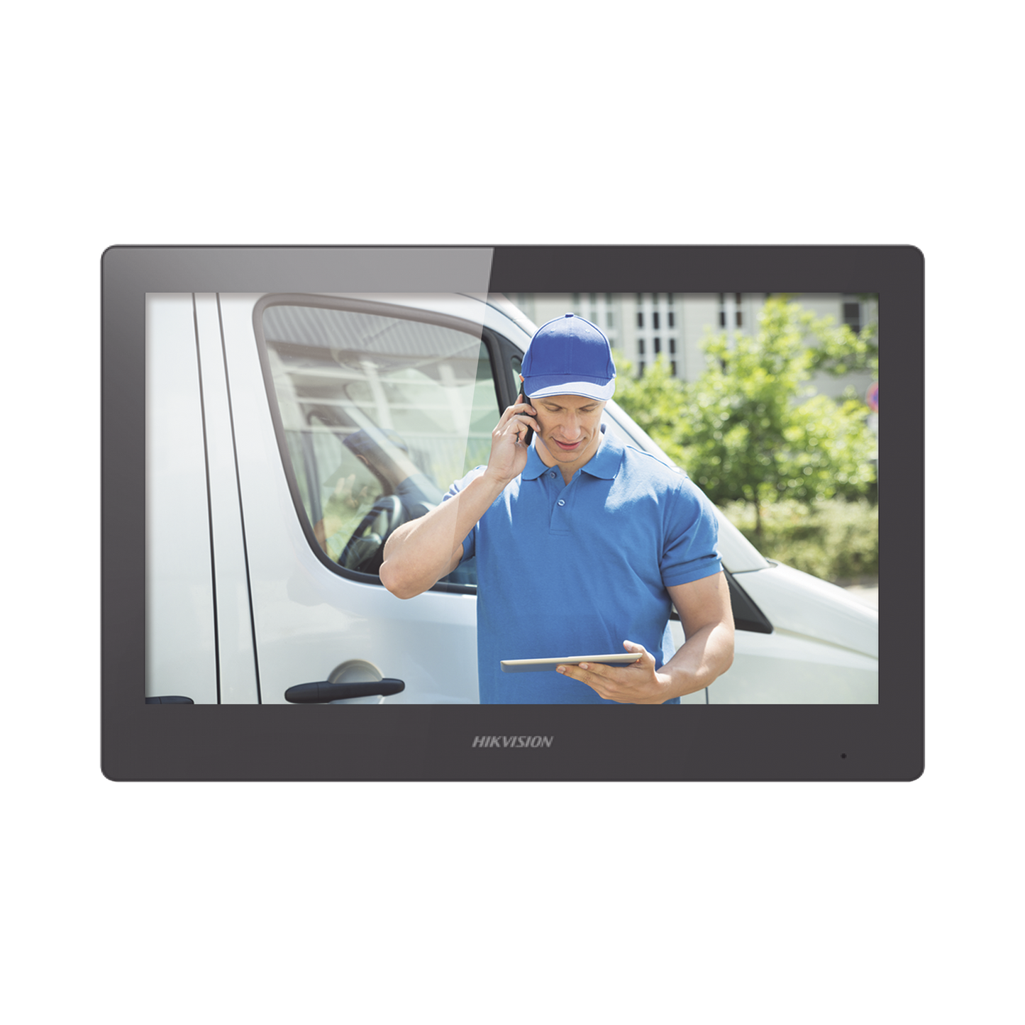 DS-KH8520-WTE1 - Monitor Touch Screen 10" para Videoportero IP / Estético / Video en Vivo / WiFi / Apertura Remota / llamada entre monitores / Audio de dos vías / Policarbonato