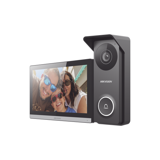 DS-KIS313-P Kit de Videoportero Hibrido TurboHD con Pantalla LCD touch de 7 Wi-Fi / Frente de Calle para Exterior Metalico / 720p (1 Megapíxel )117° de Visión (Gran Angular) / Llamada a App Hik-Connect
