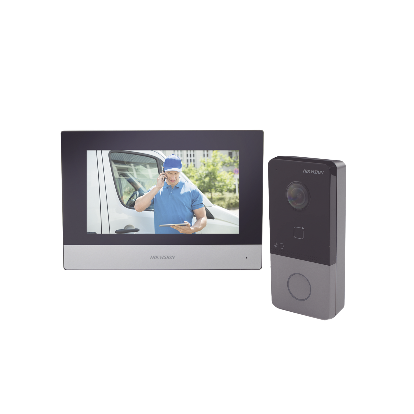DS-KIS603-P Kit de Videoportero IP Poe Estandar con llamada a App de Smartphone (HikConnect) / Apertura con tarjeta MIFARE / Frente de calle IP65 / Soporta 1 Departamento