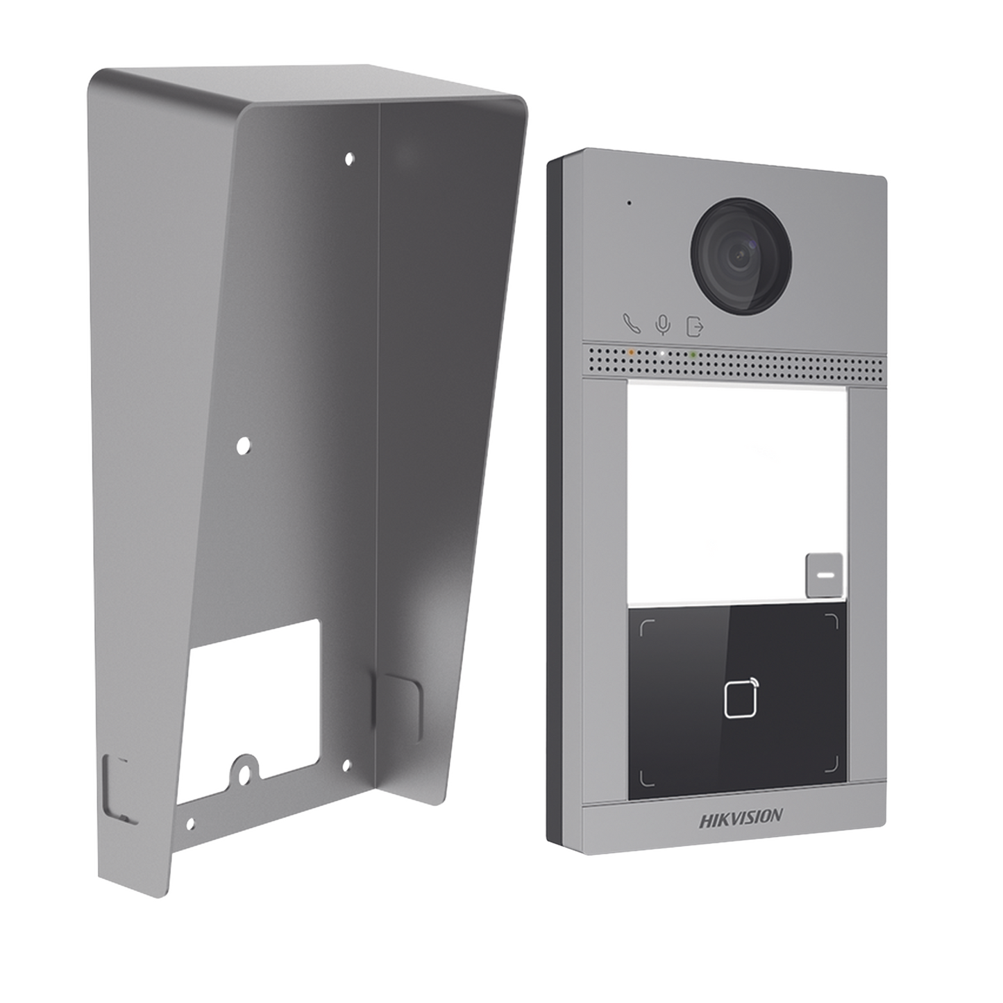 DS-KV8113-WME1(C)/IK Kit Videoportero + Carcasa protectora IP 2 Megapixel / Llamada y Apertura Remota desde App Hik-Connect / PoE / Exterior IP65 + Antivandalico IK08 / 1 Departamento / Apertura con Tarjeta / Soporta 2 Puertas y hasta 6 Monitores