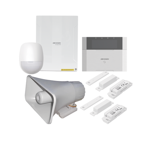 DS-PHA64-LP/PACK(30W) KIT Panel de Alarma  AX HYBRID PRO / 1 Panel Híbrido / 1 Teclado LCD / 1 PIR / 2 Contactos Magnéticos / 1 Sirena de 30 Watts