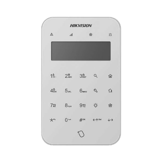 DS-PK1-LT-WB (AX PRO) Teclado Inalámbrico con Pantalla LCD para Armado y Desarmado / Funciones de Automatización para control de Relevadores