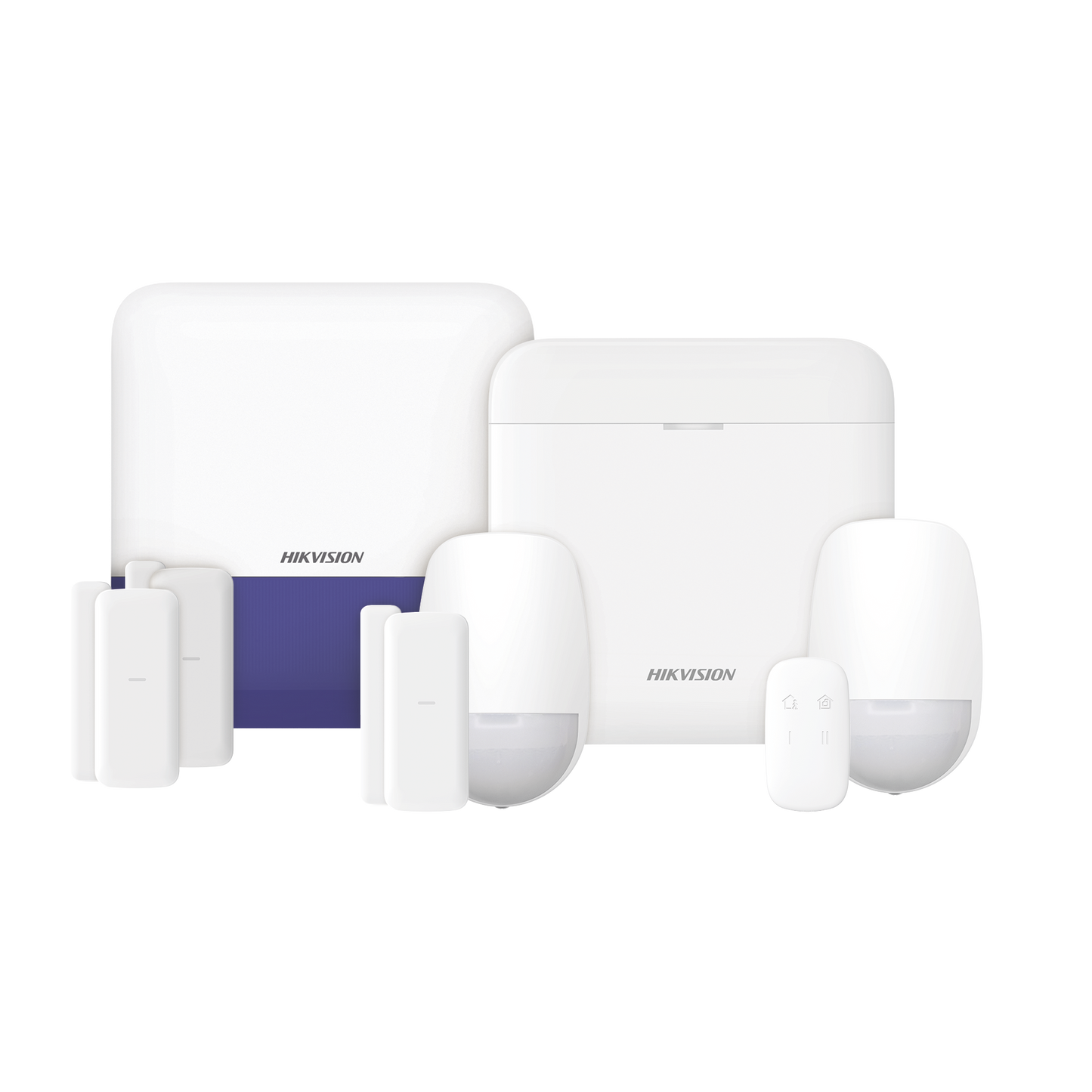 DS-PWA48-KSV2 (AX PRO) KIT de Alarma AX PRO con GSM (3G/4G) / Incluye: 1 Hub con bateria de respaldo / 2 Sensores PIR / 3 Contactos Magnéticos mini / 1 Control Remoto / 1 Sirena Inalambrica Exterior  / WiFi / Compatible con Hik-Connect P2P