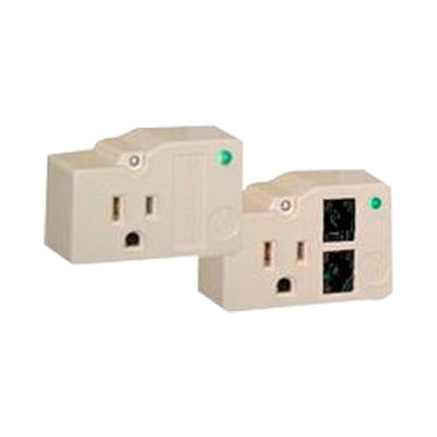 DTK1FF Protector para enchufe con salida única, circuito de 110 V/15 A, tornillo de retención, Telco RJ11 entrada/salida