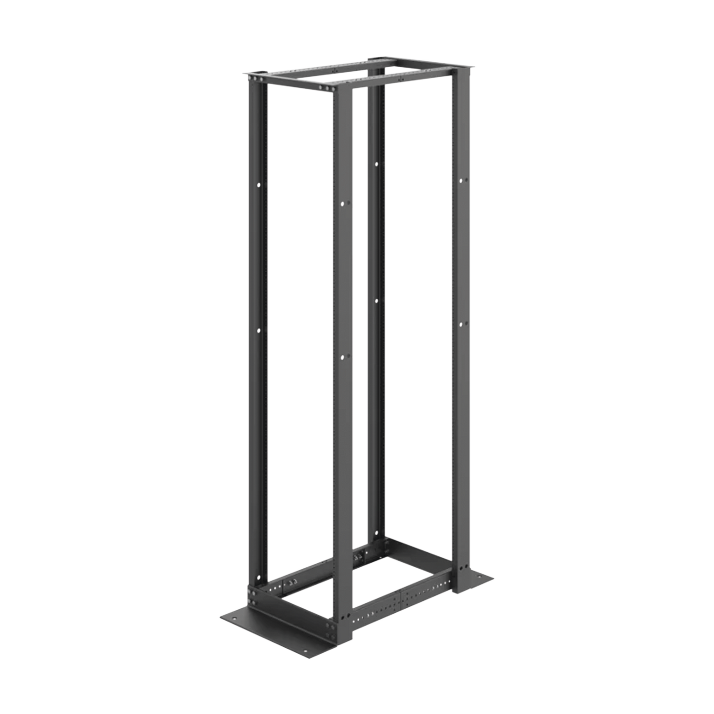 E4DR19FM45U - Rack de Cuatro Postes Estándar de 19", Rieles Numerados y Roscados #12-24, Profundidad Ajustable de 450 a 1050 mm, 45 Unidades de Rack, Color Negro