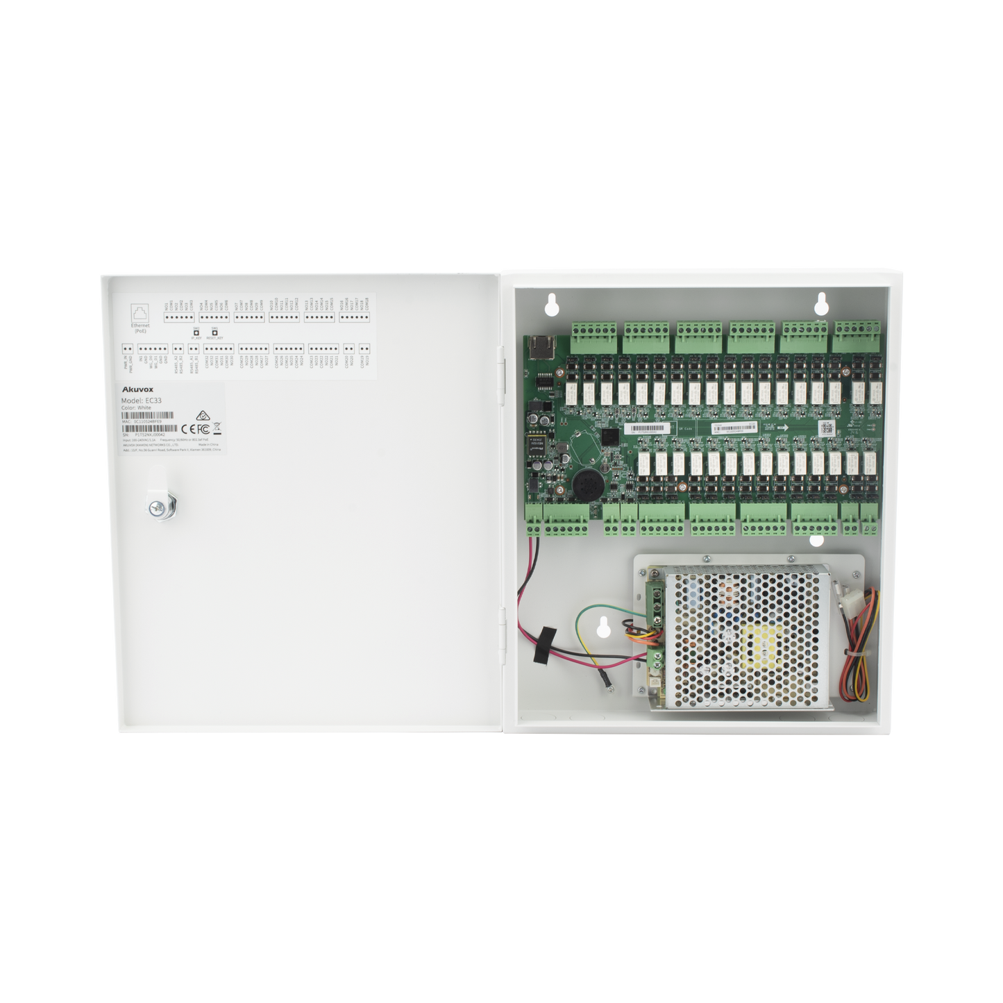 EC33 - Controlador de Elevador IP Para 32 Pisos / Gestión 100% en la Nube / Interfaz Web / Pases Temporales desde App / Activación de Pisos desde App/ Wiegand / POE / 20,000 Tarjetas /100,000 Eventos / Compatible con Videoporteros Akuvox