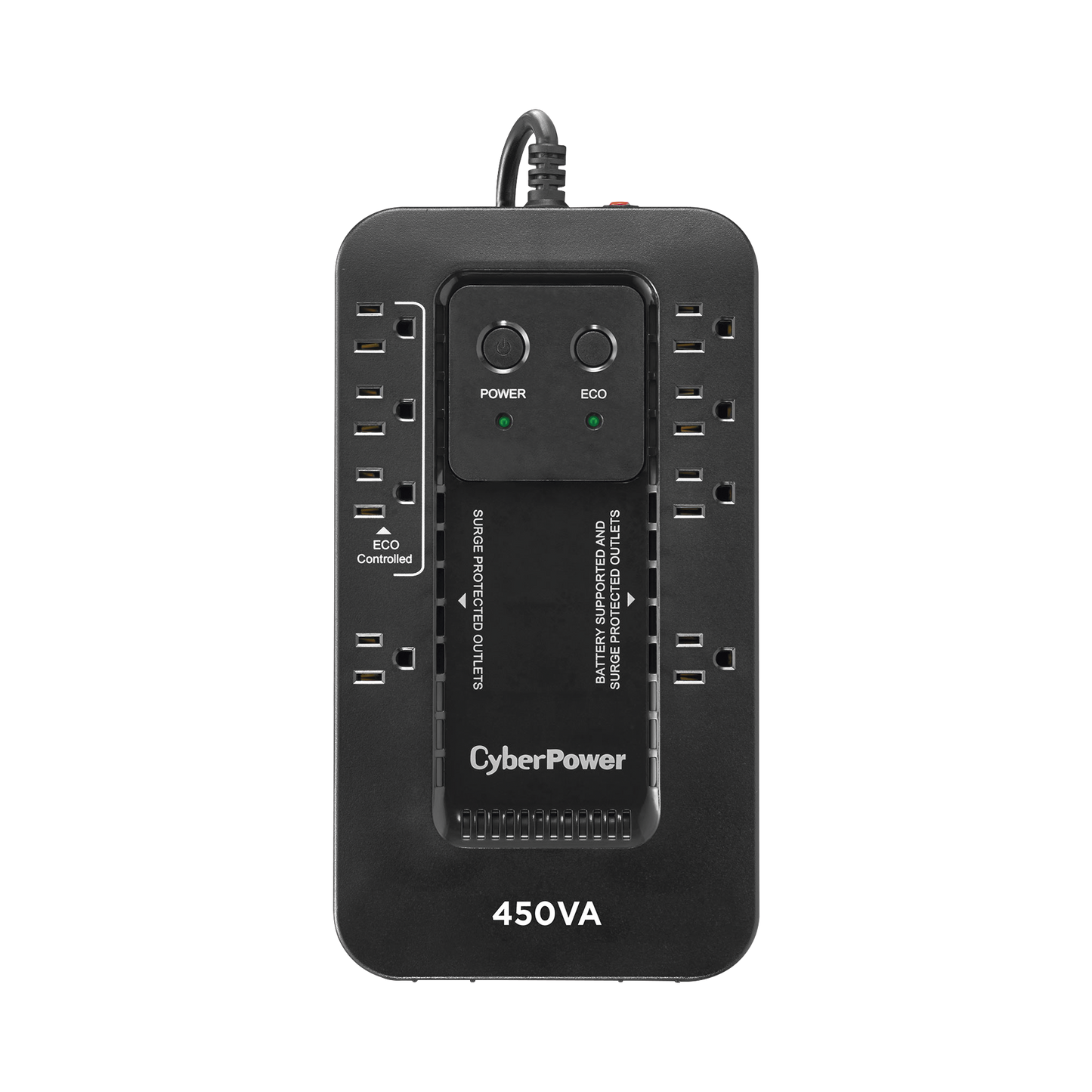 EC450G UPS de 450 VA/260 W, Topología Standby con Modo Ahorrador ECO, Entrada 120 Vca NEMA 5-15P, Con 8 Tomas NEMA 5-15R