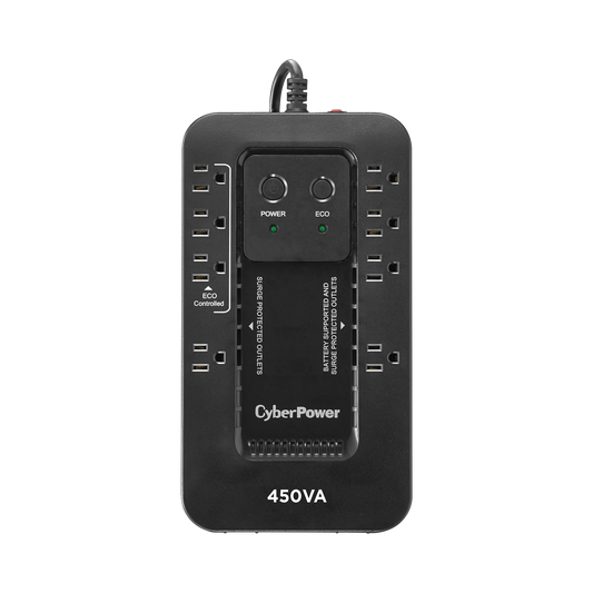EC450G UPS de 450 VA/260 W, Topología Standby con Modo Ahorrador ECO, Entrada 120 Vca NEMA 5-15P, Con 8 Tomas NEMA 5-15R