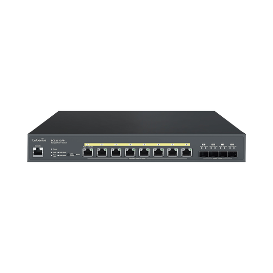 ECS2512FP Switch PoE ++ Administrable en Nube Capa 2  de 8 puertos PoE  de 2.5 Gbps, Hasta 240 W, 4 puertos de SFP