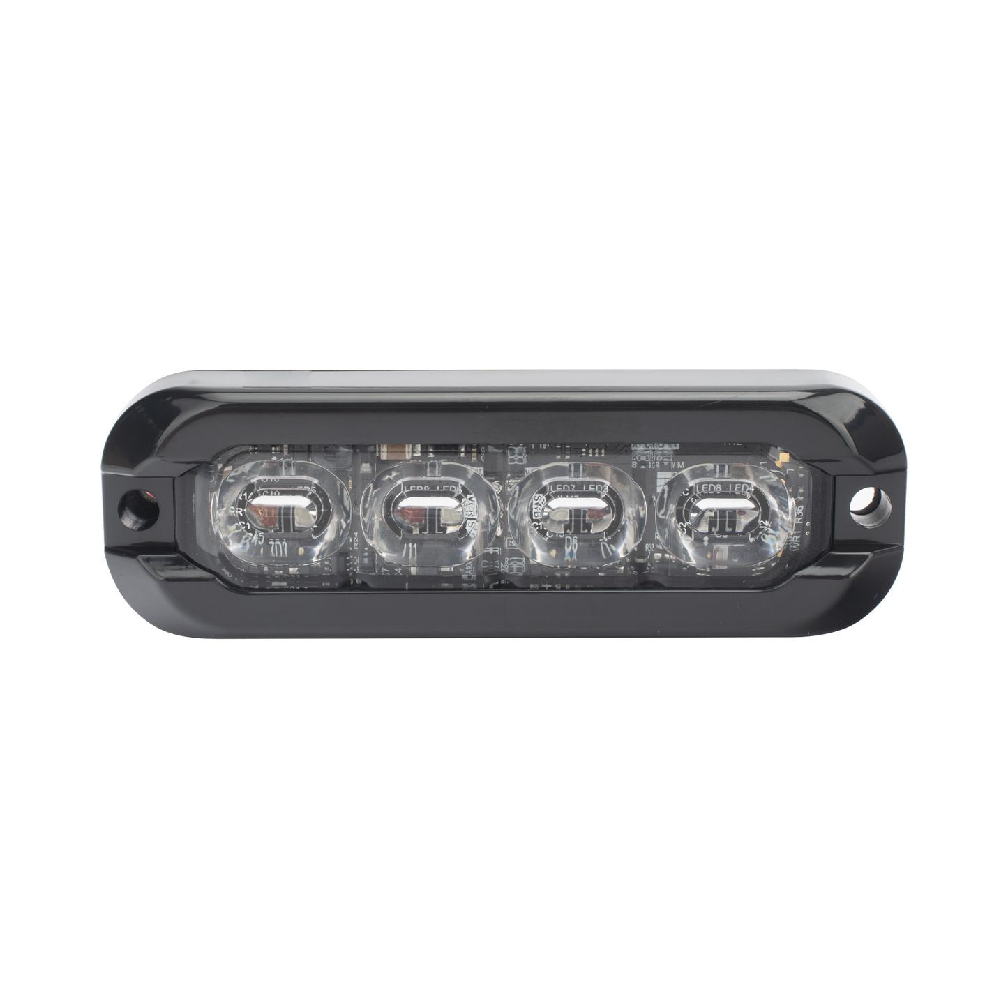 ED3793RB - Luz Auxiliar Flexible 8 LED, Rojo / Azul, Bisel Negro, Lente Transparente