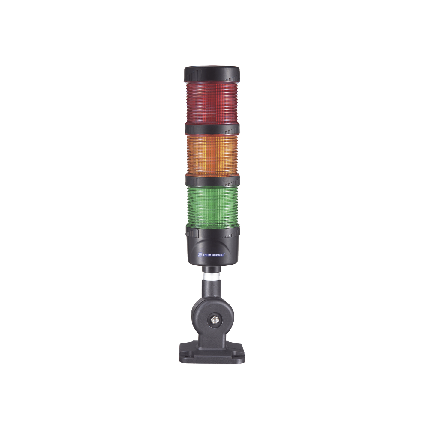 EI-3-RAG-110240 - Torre LED Indicadora de estado de 3 niveles color Rojo, Ámbar y Verde, con Buzzer integrado a 85 dB, a 110-240 VCA con Montaje incluido de 60 mm de diámetro