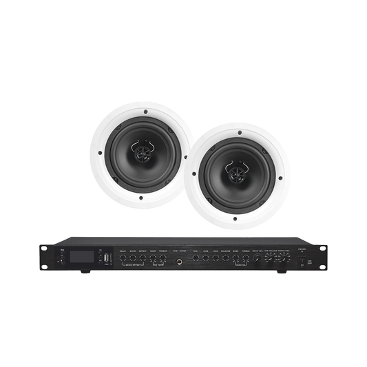 EP2060W/2CS Amplificador de Audio con 2 Bocinas SP6 | 2 x 60W | Baja Impedancia 4 - 8? | Reproductor Bluetooth, USB, SD | Efectos Integrados Delay, Echo, Repeat