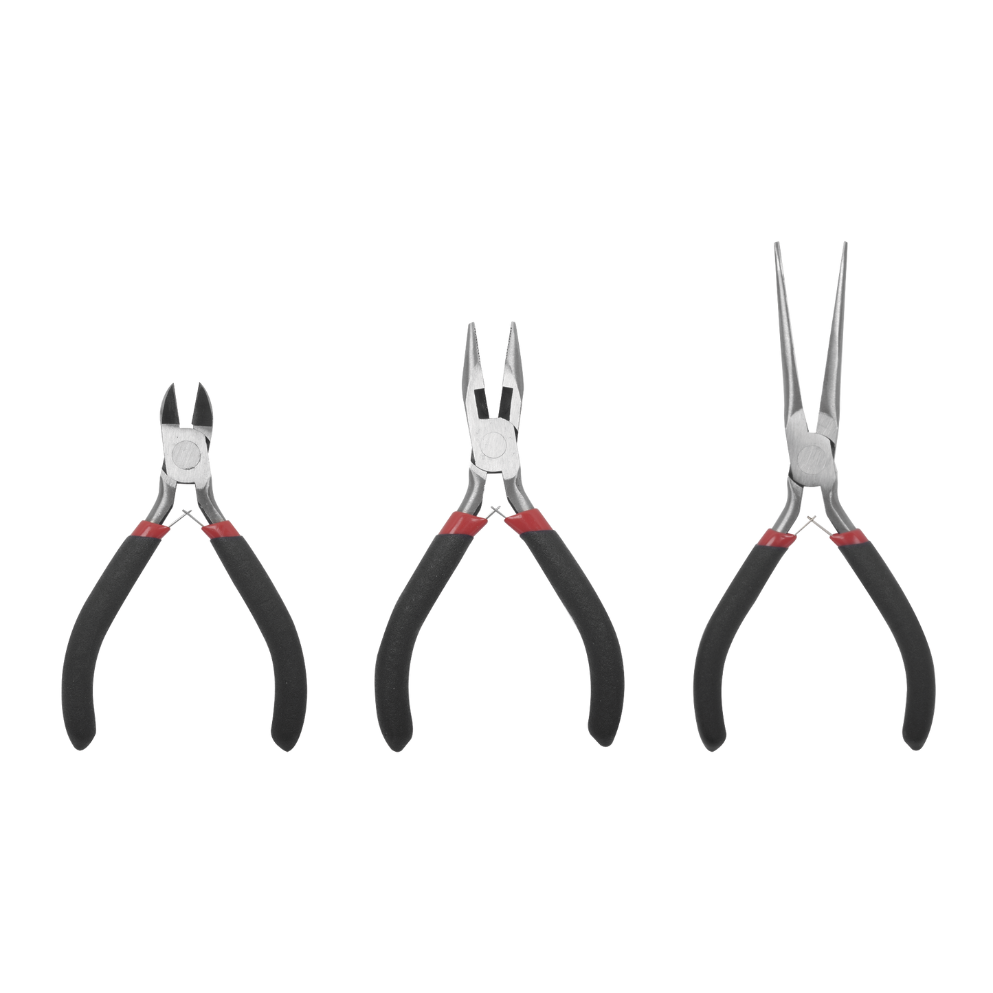 EP345 - Juego de 3 Mini Pinzas de Corte de 5". Incluye: Pinza de Punta Redonda, Diagonal y Punta de Aguja.