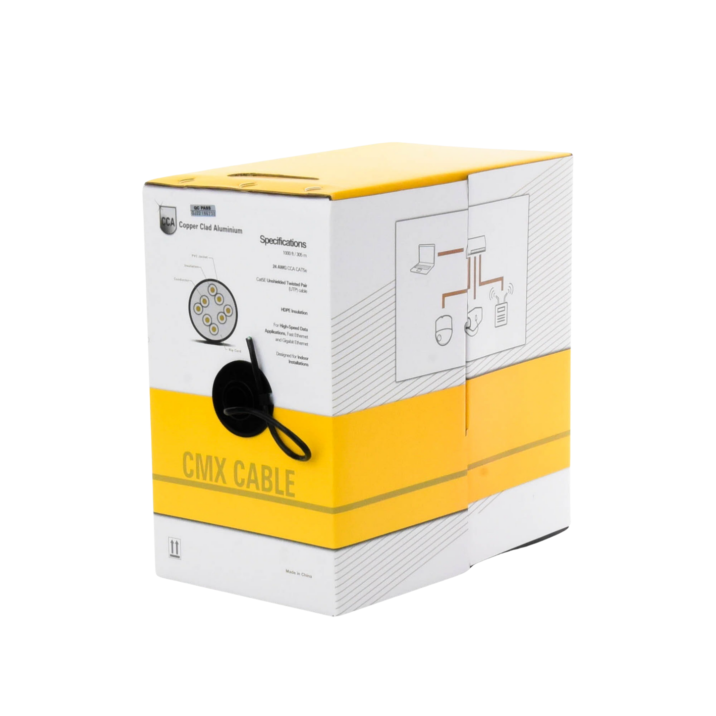 EP-CAT-5E-V2B - Bobina de Cable de 305 Metros (1000 Pies) Cat5e, Aleaci�n de Cobre y Aluminio (CCA), Color Negro, Uso Interior