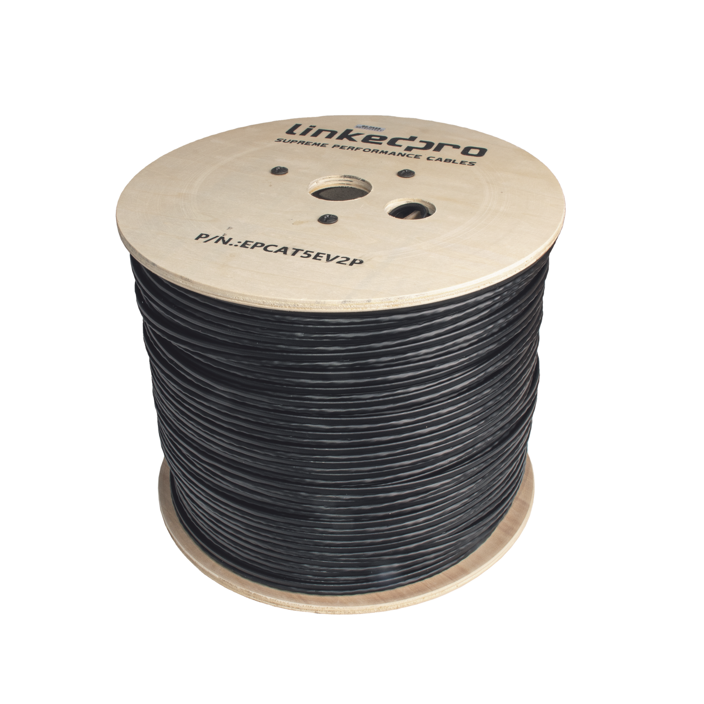EP-CAT-5E-V2P Bobina de Cable Siamés Cat5E CCA + 2 Cables Gruesos (16 AWG) para Alimentar Cámaras Más Lejos / 305m / Instalación en Exterior / Uso Industrial para Climas Extremos