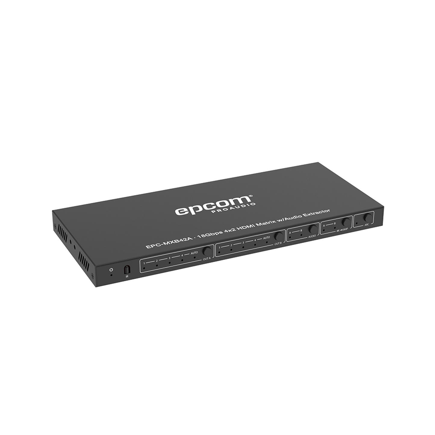 EPC-MXB42A - Matricial HDMI | 4x2 | 4K2K@60Hz | HDR | YCbCr 4:4:4 | EDID Auto | Extractor de Audio | Salida de audio análoga y digitalizados | HDCP 2.2 | 18 Gbps