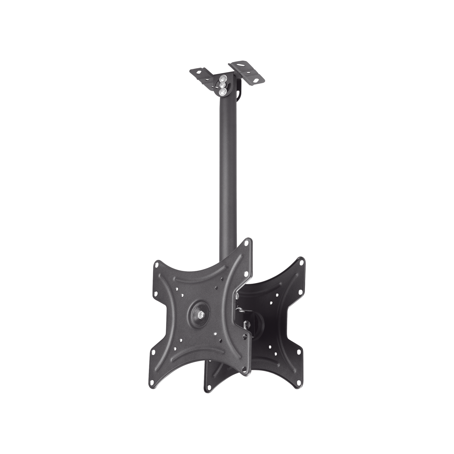 Montaje de Techo Universal Doble para Monitores de 17 a 42 | Soporta hasta 22 KG x monitor/ VESA 75X75, 100X100, 200X200 / Acero / Montaje Telescopico de 50 cm hasta 80cm