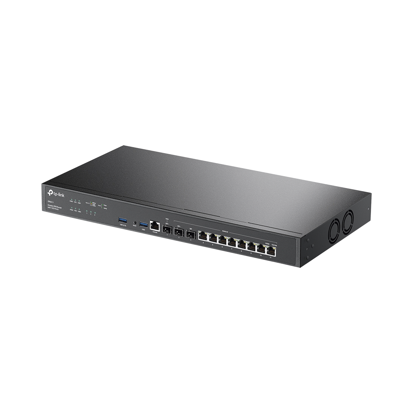 ER8411 - Router Omada VPN / SDN Multi-WAN 10G / 1 Puerto WAN SFP+ 10G / 1 Puerto WAN/LAN SFP+ 10G / 1 Puerto WAN/LAN SFP 1G / 8 puertos LAN/WAN 1G / 2 Puertos USB / 2.3 Millones Sesiones Concurrentes / Administración Centralizada OMADA SDN.