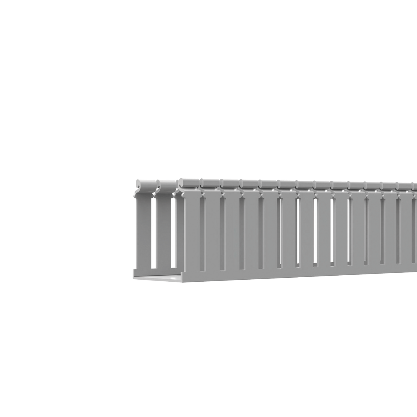 FC4X3LG2 - Canaleta Ranurada de PVC con Tapa, Tipo F, 108 mm de Ancho, 79.2 mm de Alto y 2 m de Largo, Color Gris