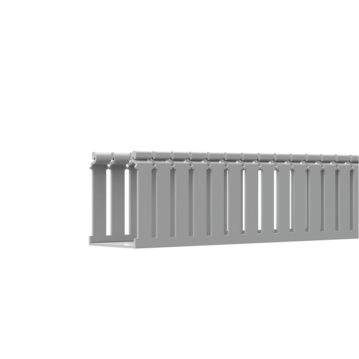 FC4X4LG2 - Canaleta Ranurada de PVC con Tapa, Tipo F, 108 mm de Ancho, 104.1 mm de Alto y 2 m de Largo, Color Gris