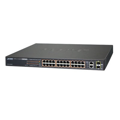 FGSW-2624HPS - Switch administrable de 24 puertos 10/100TX PoE+ y 2 puertos combo TP/SFP Gigabit