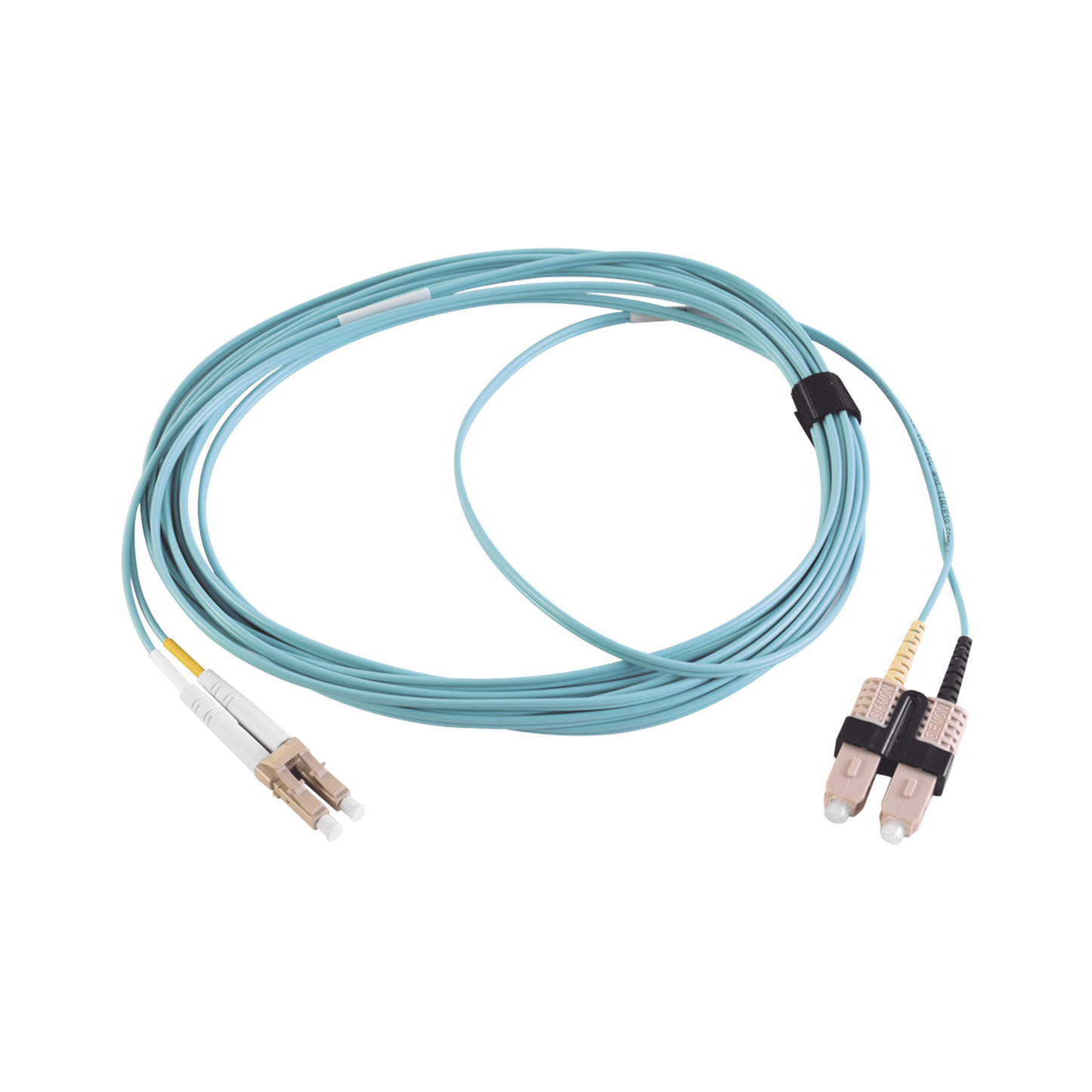 FJ2-LCSC5L-05AQ - Jumper de Fibra �ptica Multimodo 50/125 XGLO OM3, LC-SC Duplex, OFNR, Color Aqua, 5 Metros (16.40 Pies)