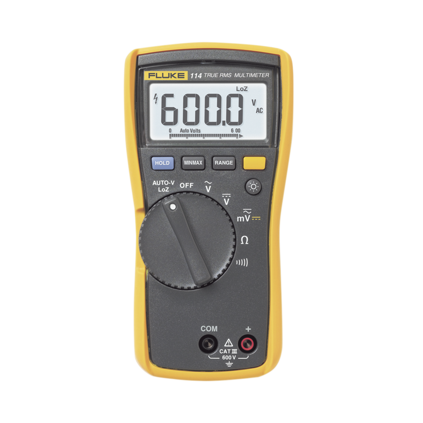 FLUKE-114 - Multímetro Digital Básico para Electricista, Uso con Voltaje Máximo de 600 V y Pantalla LED Retroiluminada