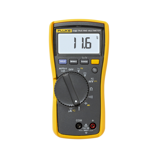 FLUKE-116 Multímetro Digital para Electricista, con Termómetro Integrado para Aplicaciones HVAC, Uso con Voltaje Máximo de 600 V, Pantalla LED Retroiluminada