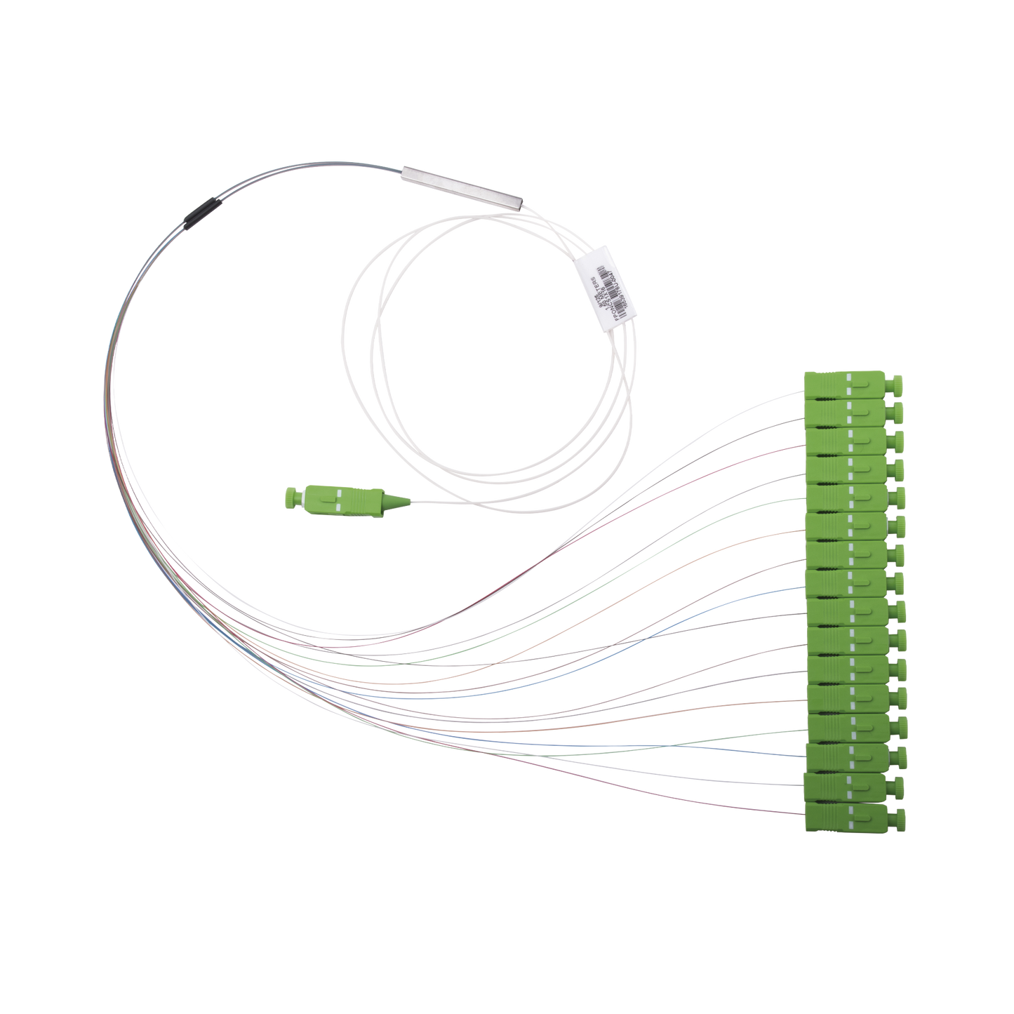 FPONCS1X16 - Divisor Óptico (Splitter) Tipo PLC, de 1x16, Con Conector de Entrada SC/APC y Conectores de Salida SC/APC