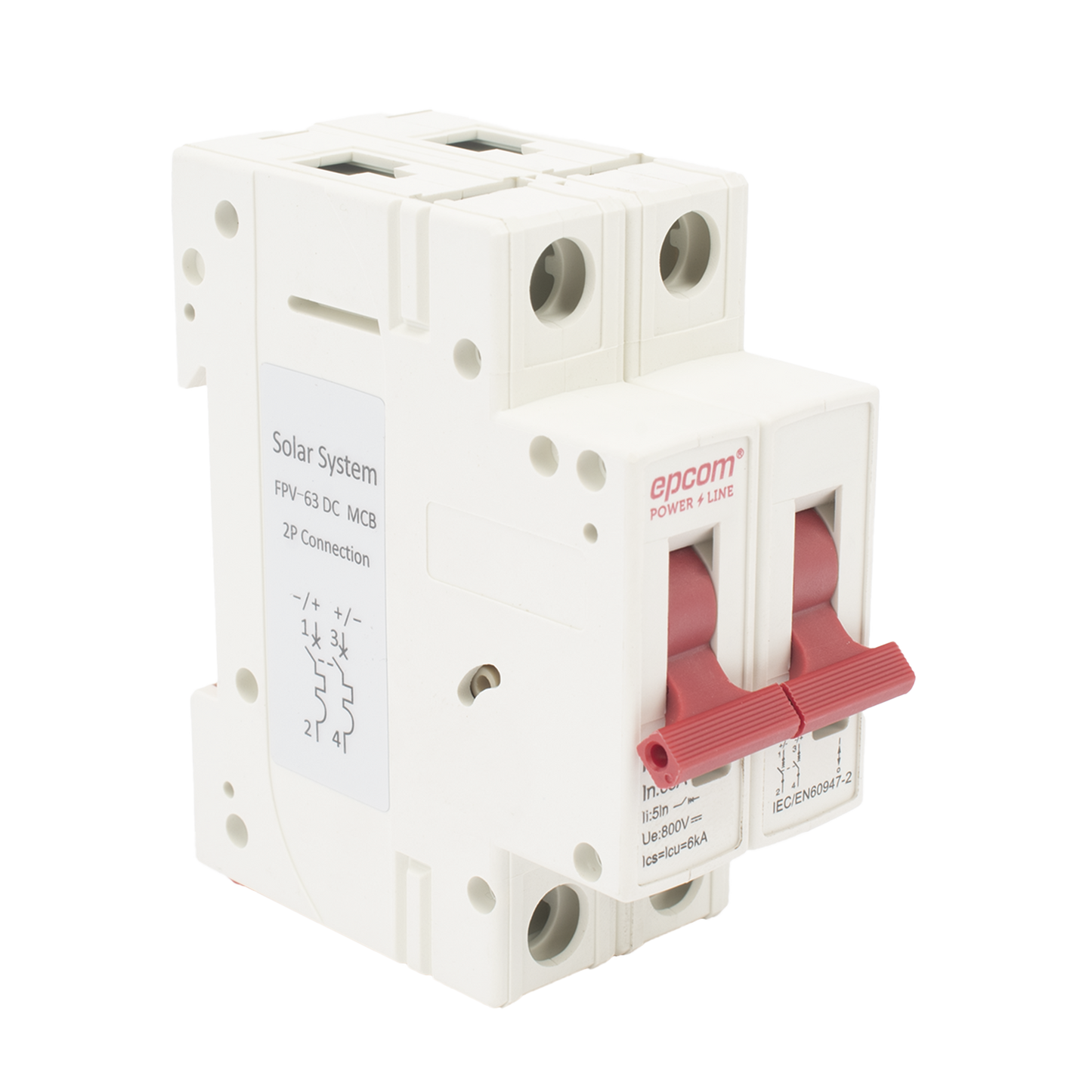 FPV632PC63 - Protección Térmica/ Interrupción 2P, 63 A, Corriente Directa 800 Vcc para Aplicación Fotovoltaica Montaje Riel DIN