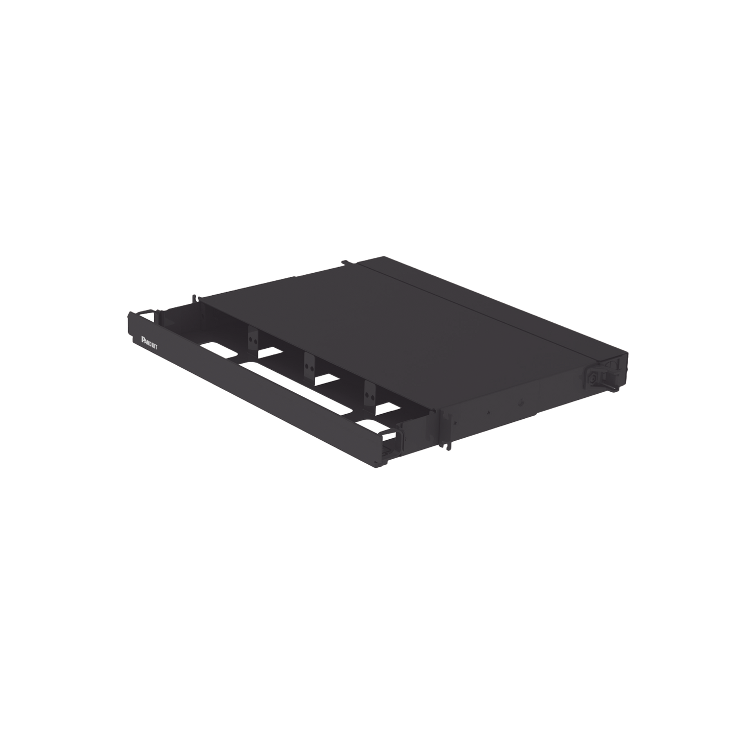 FRE1UBL - Panel de Distribuci�n de Fibra �ptica, Acepta 4 Placas FAP o FMP, Bandeja Deslizable, Hasta 96 Fibras, Color Negro, 1UR