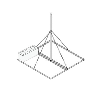 S-BNP-901 - Base No Penetrante Base de 0.9 x 0.9 m con Mástil de 1.5 m x 2" diam. Ced.30 para Instalación de Antenas (HOT-DIP).